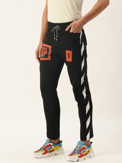 

Yuvraah Men Black Printed Rapid Dry Track Pants