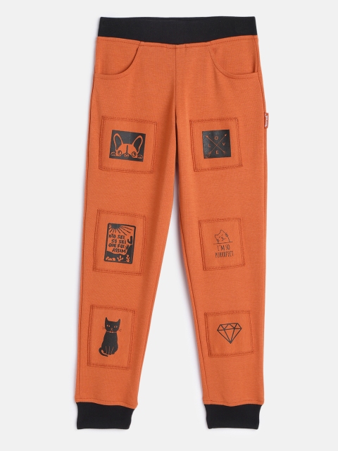 

Yuvraah Unisex Orange & Black Printed Joggers