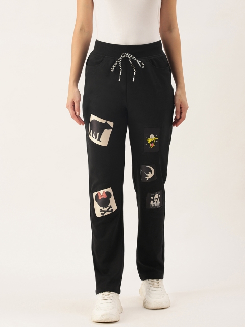 

Yuvraah Women Pink Printed Track Pant, Black