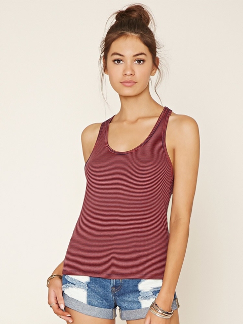 

FOREVER 21 Women Pink Striped Tank Top