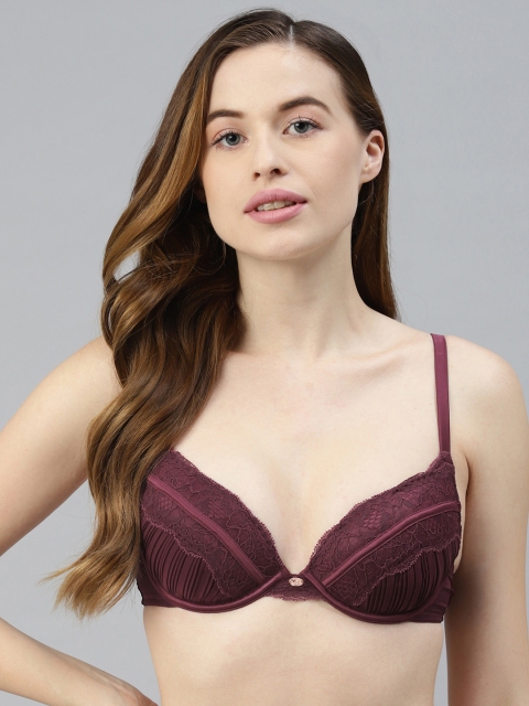 

Marks & Spencer Burgundy Lace Everyday Bra-Underwired Lightly Padded