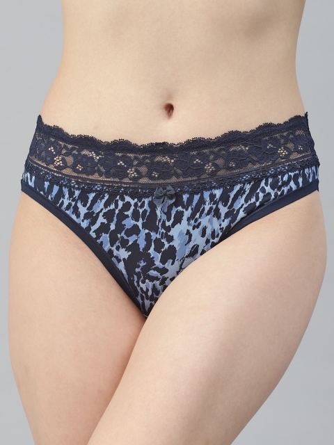 

Marks & Spencer Women Blue & Black Leopard Printed Basic Briefs T616980P