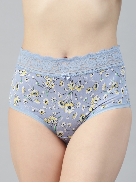 

Marks & Spencer Women Blue & Yellow Floral Printed Hipster Briefs T616970P