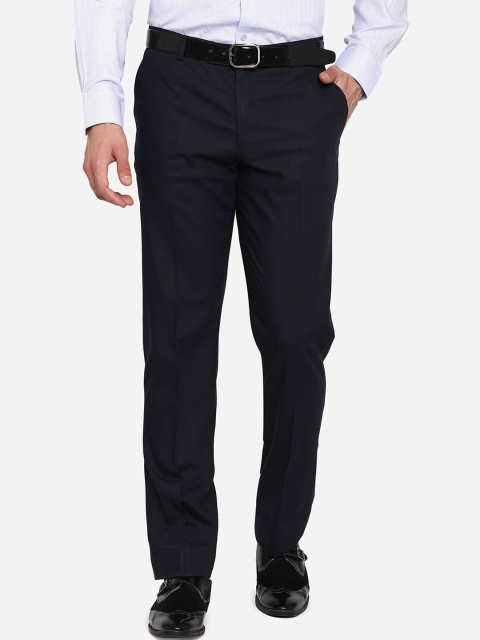 

Greenfibre Men Black Wrinkle Free Formal Trousers