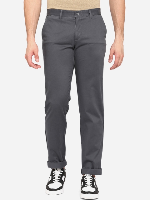 

Greenfibre Men Grey Slim Fit Wrinkle Free Chinos Trousers