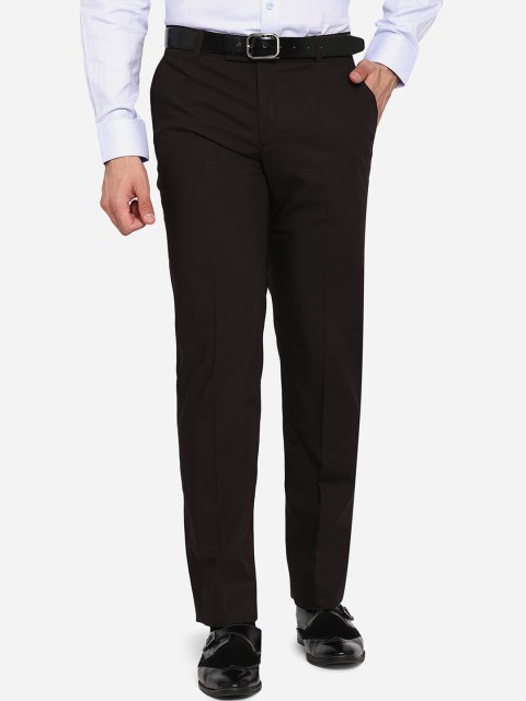 

Greenfibre Men Brown Wrinkle Free Formal Trousers