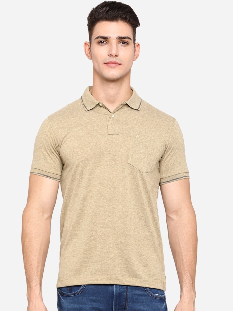

Greenfibre Men Beige Polo Collar Pockets Slim Fit T-shirt