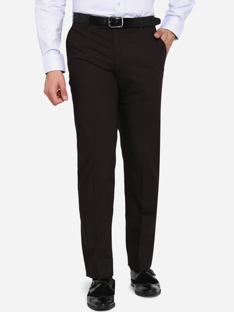 

Greenfibre Men Brown Wrinkle Free Formal Trousers