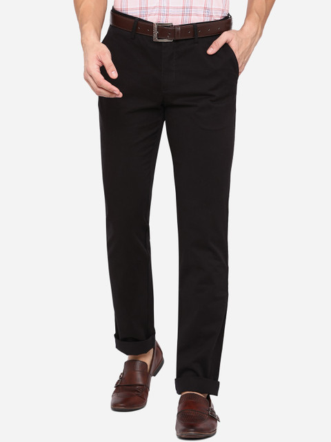 

Greenfibre Men Black Slim Fit Wrinkle Free Formal Trousers