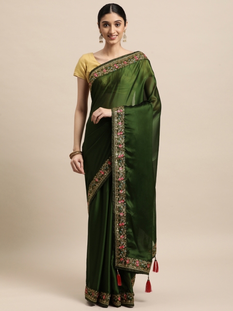 

VASTRANAND Green Tasseled Saree