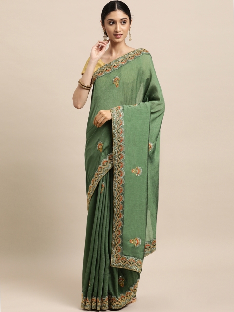 

VASTRANAND Green Ethnic Motifs Saree