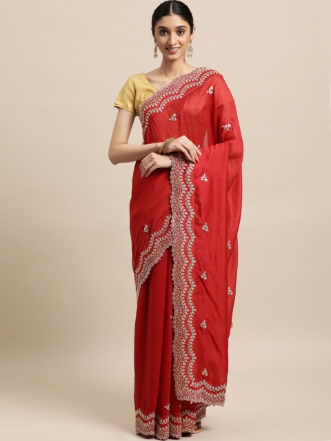 

VASTRANAND Red Embellished Saree