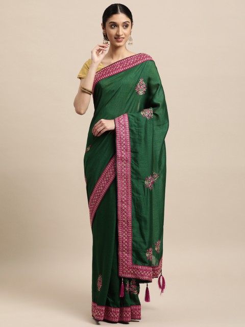 

VASTRANAND Green Ethnic Motifs Saree