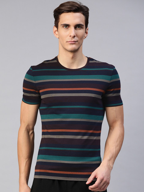 

Marks & Spencer Men Brown & Blue Striped Undershirt Innerwear Vests