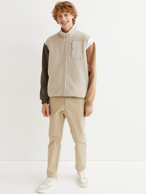 

H&M Men Beige Solid Regular Fit THERMOLITE Faux Shearling Gilet