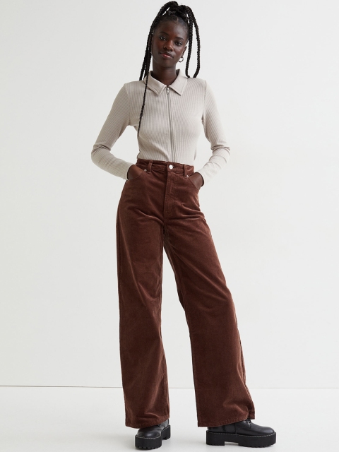 

H&M Women Brown Corduroy Trousers