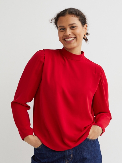 

H&M Women Red Defined-Shoulder Blouse
