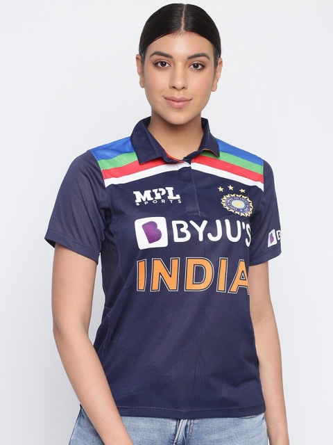 

MPL SPORTS Women Blue & White Team India Retro Fan Edition Jersey