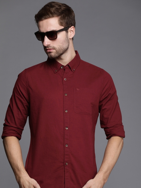 

WROGN Men Maroon Slim Fit Casual Shirt
