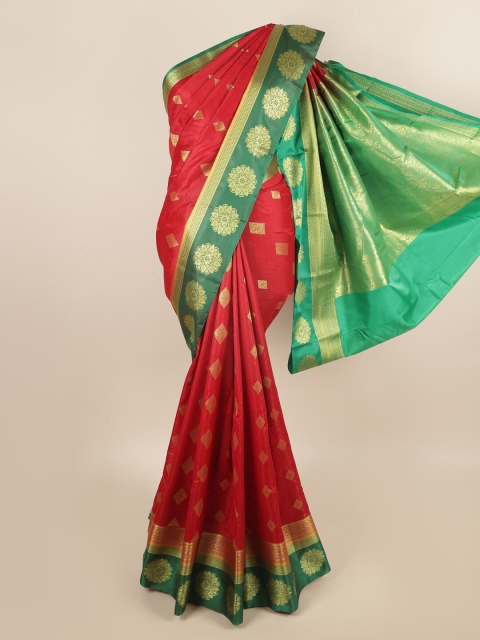 

Pothys Red & Green Ethnic Motifs Zari Art Silk Saree