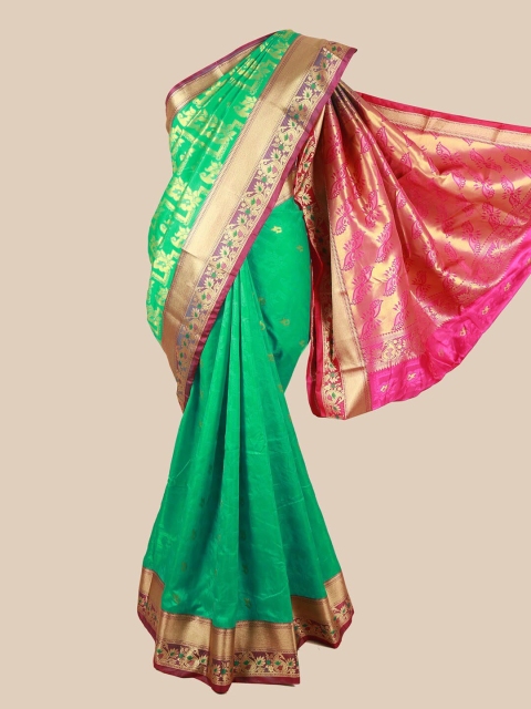 

Pothys Green & Pink Ethnic Motifs Zari Art Silk Saree