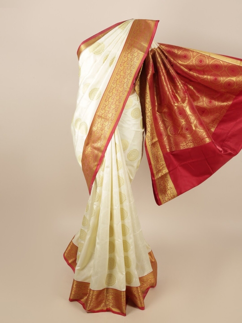 

Pothys Off White & Maroon Woven Design Art Silk Saree
