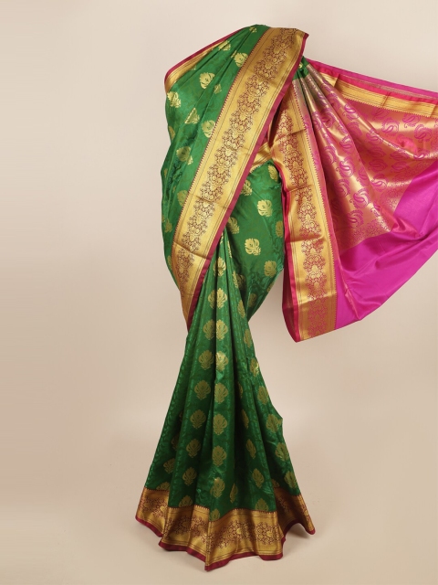 

Pothys Green & Maroon Ethnic Motifs Zari Art Silk Saree