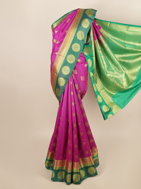 

Pothys Women Magenta Printed Art Silk Saree