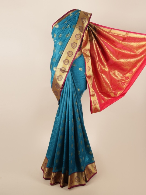 

Pothys Blue & Red Ethnic Motifs Zari Art Silk Saree