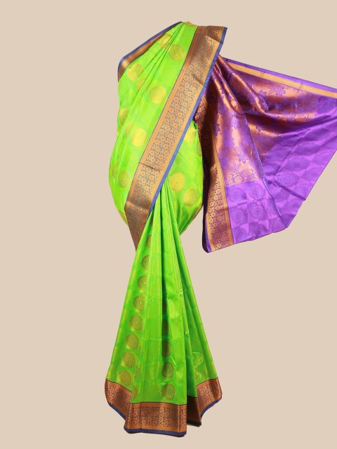 

Pothys Green & Violet Ethnic Motifs Zari Art Silk Saree