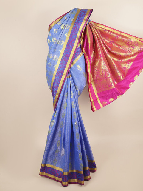 

Pothys Blue & Fuchsia Woven Design Zari Art Silk Saree