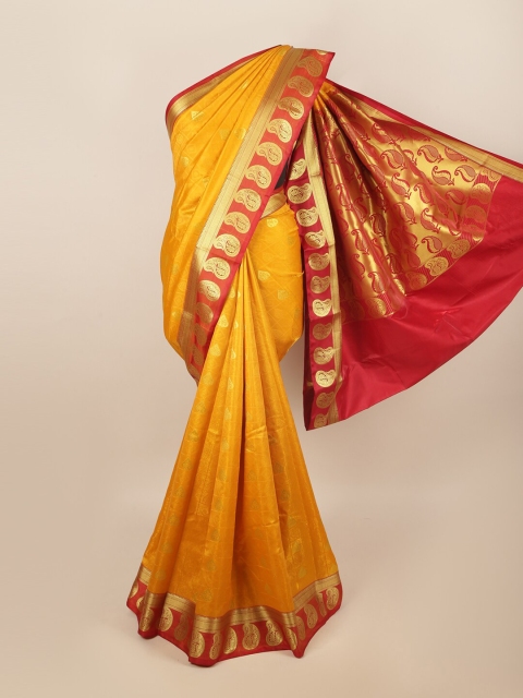 

Pothys Women Yellow Printed Art Silk Saree