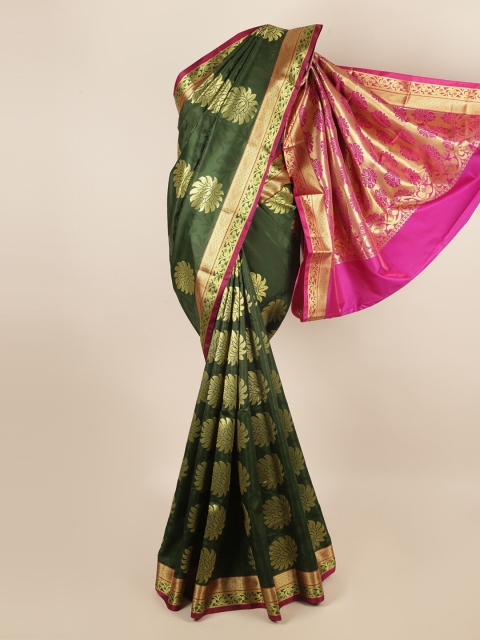

Pothys Green & Pink Ethnic Motifs Art Silk Saree