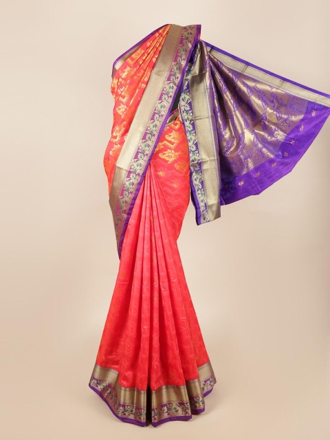 

Pothys Red & Purple Floral Art Silk Saree