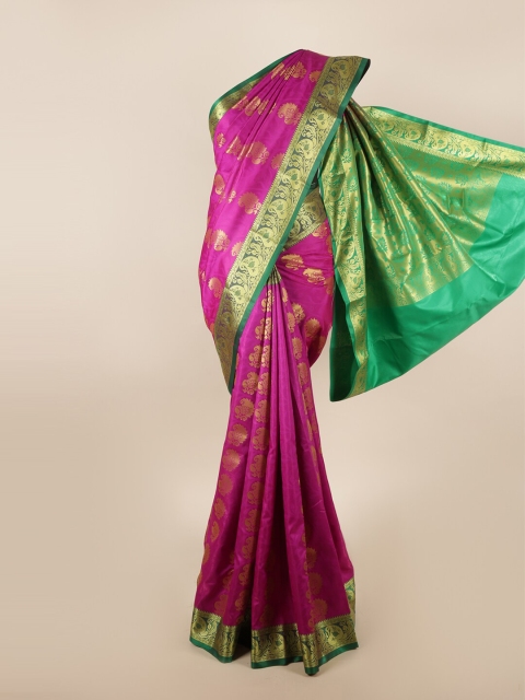 

Pothys Magenta & Green Ethnic Motifs Zari Art Silk Saree