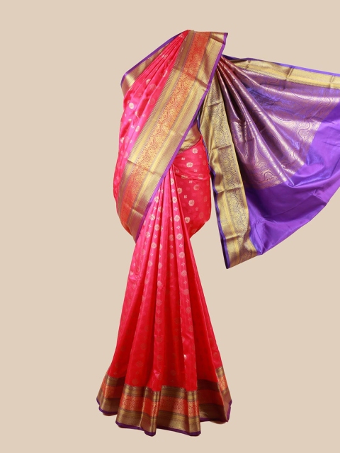 

Pothys Pink & Violet Floral Zari Art Silk Saree