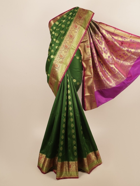 

Pothys Green & Pink Ethnic Motifs Art Silk Saree