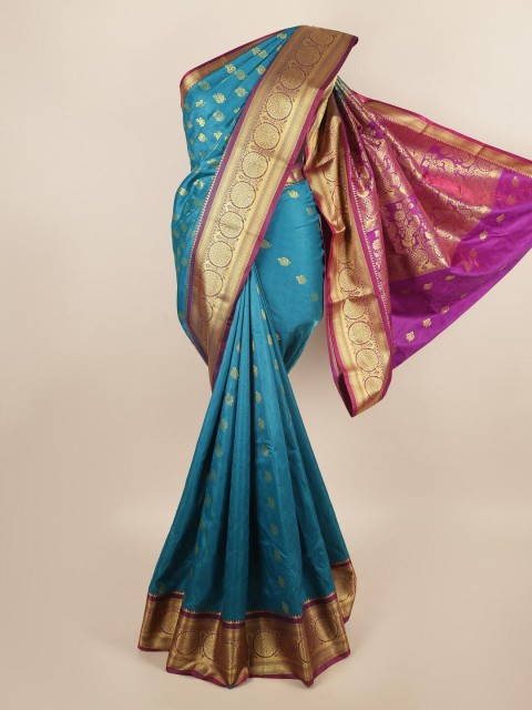 

Pothys Blue & Magenta Woven Design Zari Art Silk Saree