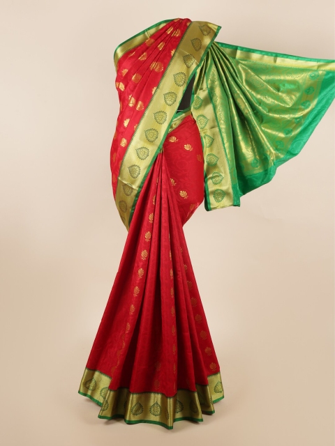 

Pothys Red & Green Ethnic Motifs Zari Art Silk Saree