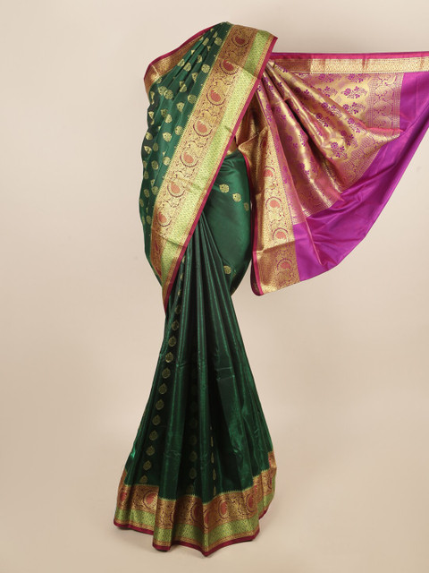 

Pothys Green & Magenta Ethnic Motifs Zari Art Silk Saree