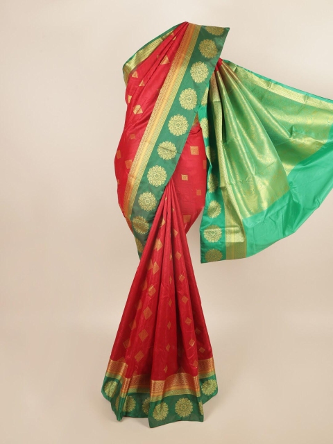 

Pothys Red & Green Floral Zari Art Silk Saree