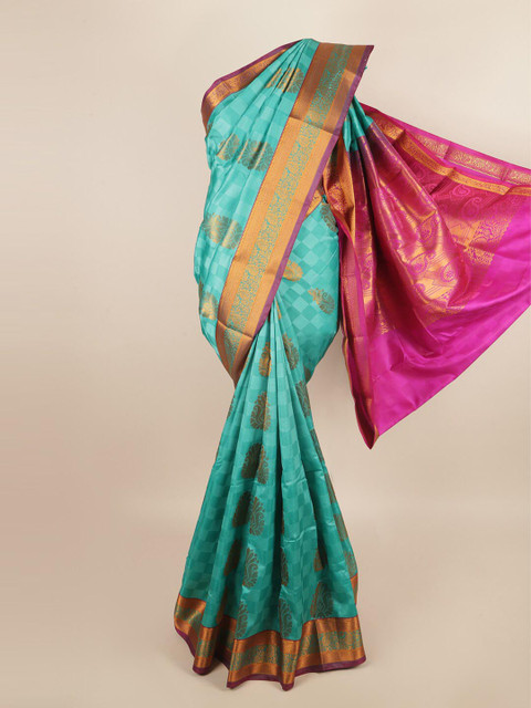 

Pothys Blue & Pink Floral Art Silk Saree