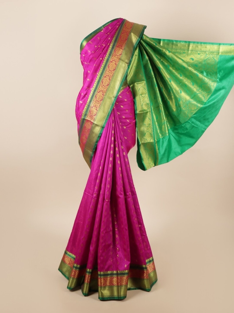 

Pothys Magenta & Green Floral Art Silk Saree