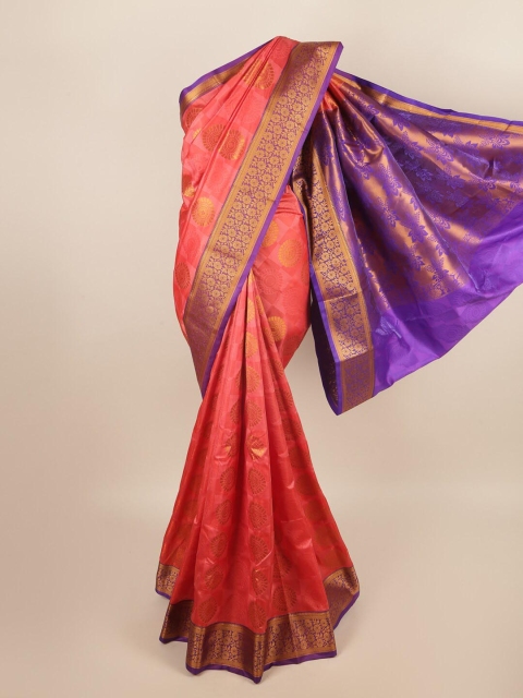 

Pothys Coral & Violet Ethnic Motifs Zari Art Silk Saree