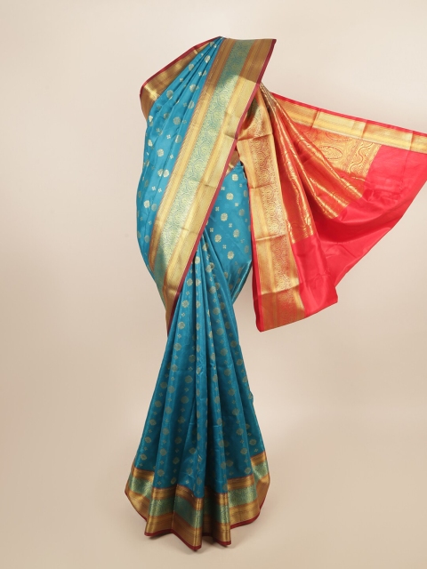 

Pothys Teal & Orange Ethnic Motifs Zari Art Silk Saree