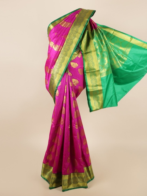 

Pothys Women Magenta & Green Woven Design Art Silk Saree