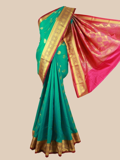 

Pothys Green & Fuchsia Ethnic Motifs Zari Art Silk Saree