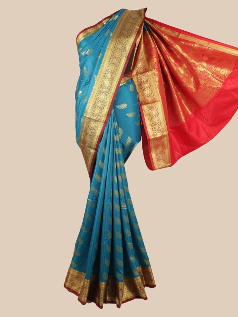 

Pothys Blue & Red Ethnic Motifs Zari Art Silk Saree