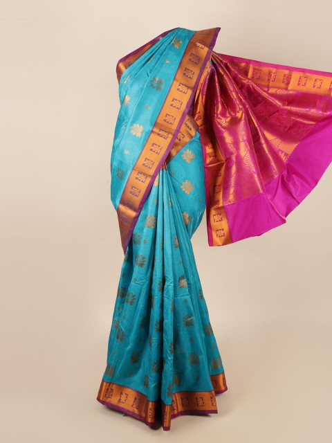 

Pothys Blue & Fuchsia Ethnic Motifs Zari Art Silk Saree