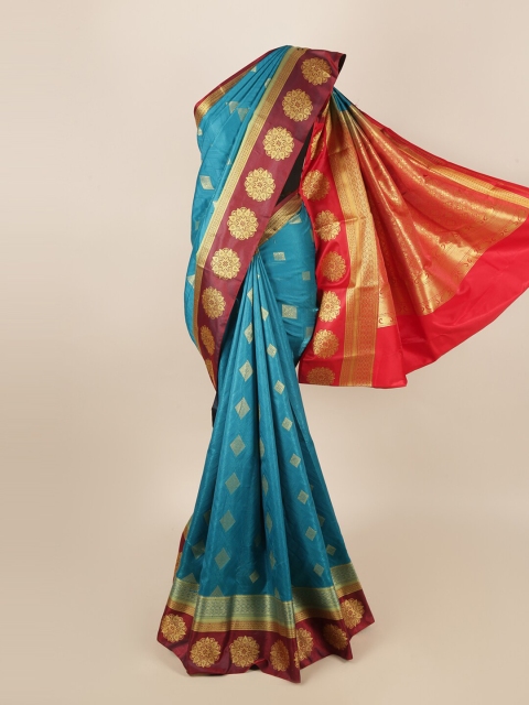 

Pothys Blue & Red Ethnic Motifs Zari Art Silk Saree